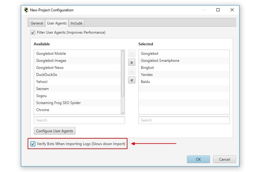 Verificare autenticità Bot durante import del file di Log
