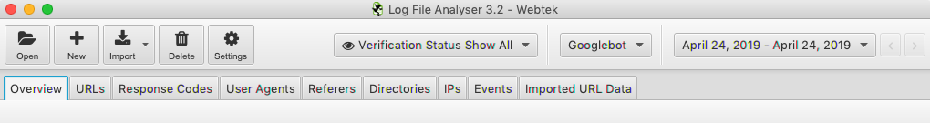 Log File Analyser: la funzione overview e scelta del bot e periodo di tempo