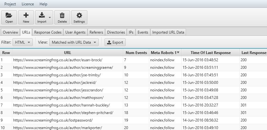 Direttive nel codice e analisi dei file di log