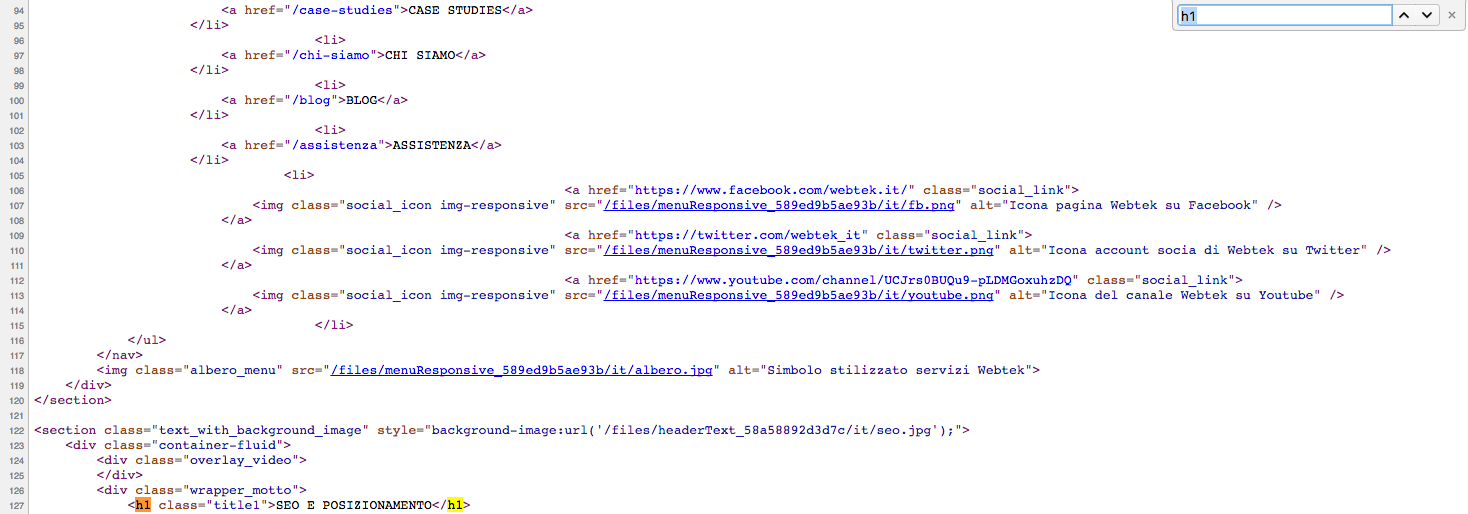 Gli Headings di una pagina Web