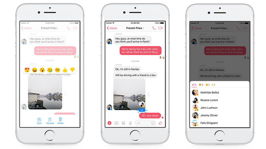 Le reaction di Messenger e su Facebook