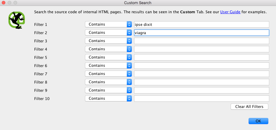 Filtri customizzati per individuare Malware e Spam su un sito web