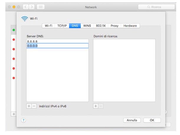 Cambio Dns su Mac desktop
