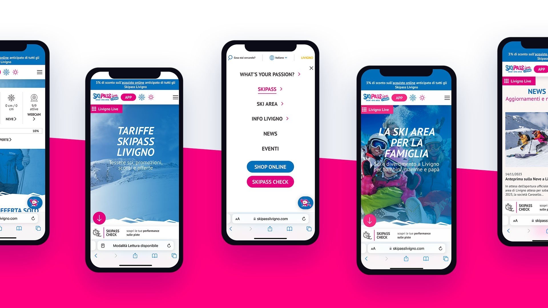 Portale web di Skipass Livigno sviluppato da Webtek